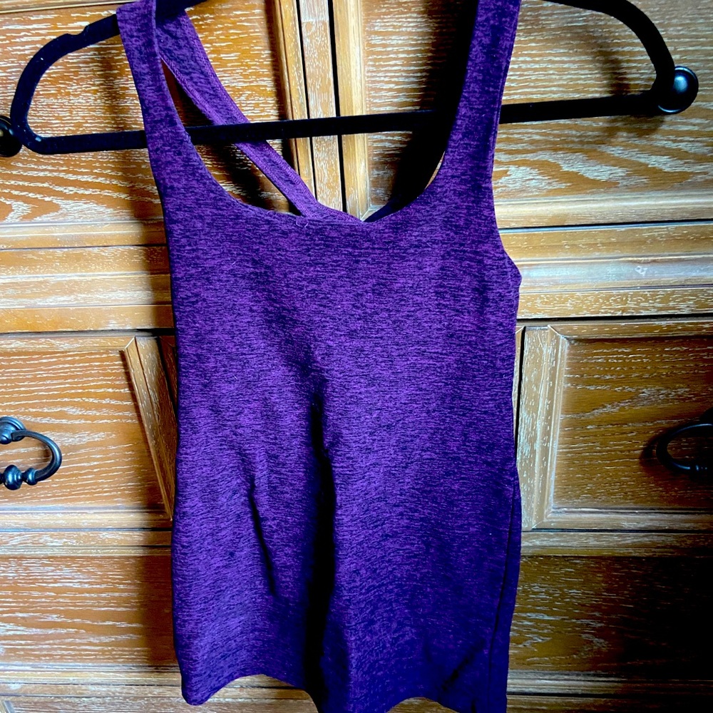 LOTUS Purple and Black Blend Yoga Tank for Athletes Stretchy, Soft, Fun Back